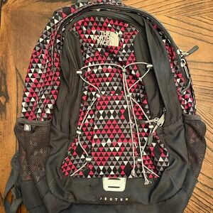 The North Face Jester Backpack - Black and Red Geometric